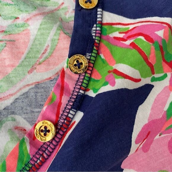 Lilly Pulitzer Palmetto Dress In the Vias Pima Cotton Small Pink Navy - Picture 6 of 7